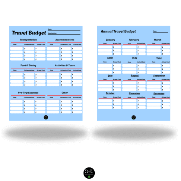 Customizable Travel Budget Planner - Monthly Budget Planner
