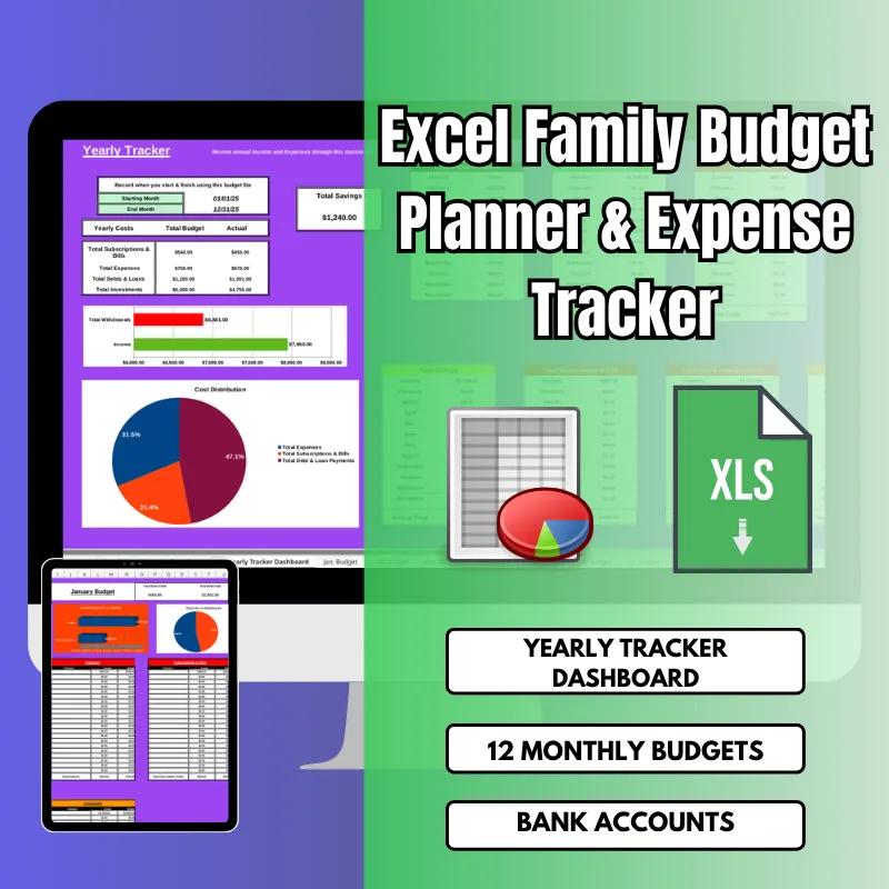 Budget Excel Spreadsheet Planner & Expense Tracker, ID: 2529