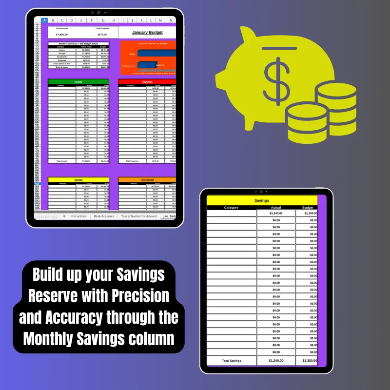 Budget Excel Spreadsheet Planner & Expense Tracker, ID: 2529