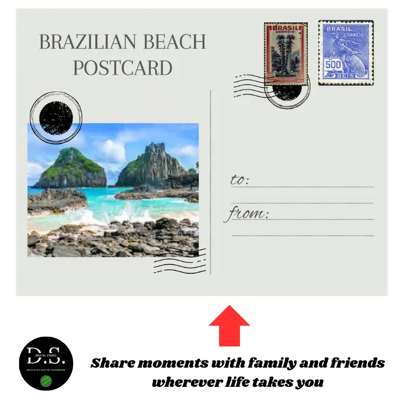 Customizable Brazilian Beaches Postcard Template, ID: 2298